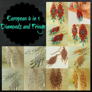 European 4 in 1 Diamonds and Fringe Chainmaille Earring Tutorial PDF image 3