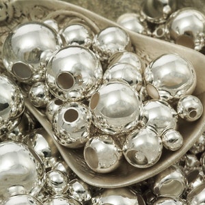 50 Silver Plated Smooth Round Beads You Pick Size 2.5mm, 3mm, 4mm, 5mm, 6mm, 7mm, 8mm, 9mm, 10mm or Mix image 9