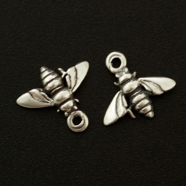 925 Sterling Silver Honey Bee Dangle Charm For Bracelet – With Cubic Zirconia