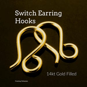 1 para ręcznie robionych haczyków Switch Hooks z wypełnieniem z 14-karatowego złota