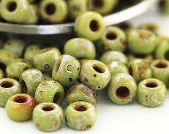 Miyuki 6-4515 Chartreuse Picasso 6/0 Seed Beads - 100% Guarantee