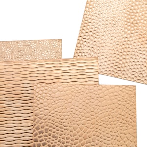 Raw Copper Pattern Flat Sheet Metal - 24 Gauge Sheets 2.5 inches X 12 inches Custom Fininshes