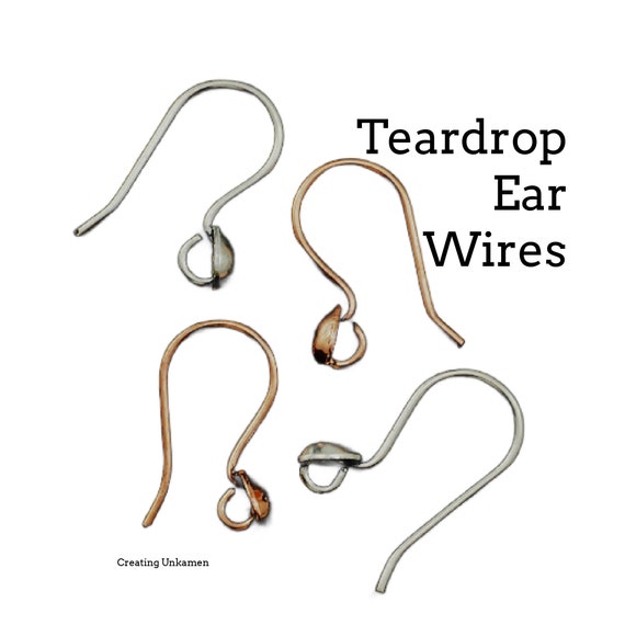 4 pairs Ear Wires with Simple Teardrop - Antique Copper or Antique Silver Plated - 100% Guarantee