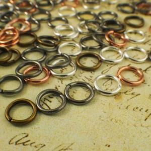 100 Jump Rings 16 gauge 8mm OD - Best Commercially Made - Silver Plate, Antique Silver, Gold Plate, Antique Gold, Gunmetal, Copper