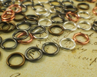 100 Jump Rings 16 gauge 8mm OD - Best Commercially Made - Silver Plate, Antique Silver, Gold Plate, Antique Gold, Gunmetal, Copper