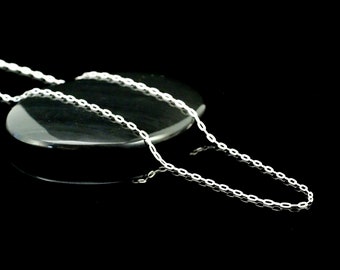 Argentium Silver 1.6mm Flat Oval Cable Chain - Finished Necklace Any Length or By the Foot -  Made in the USA