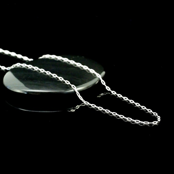 Argentium Silver 1.6mm Flat Oval Cable Chain - Finished Necklace Any Length or By the Foot -  Made in the USA