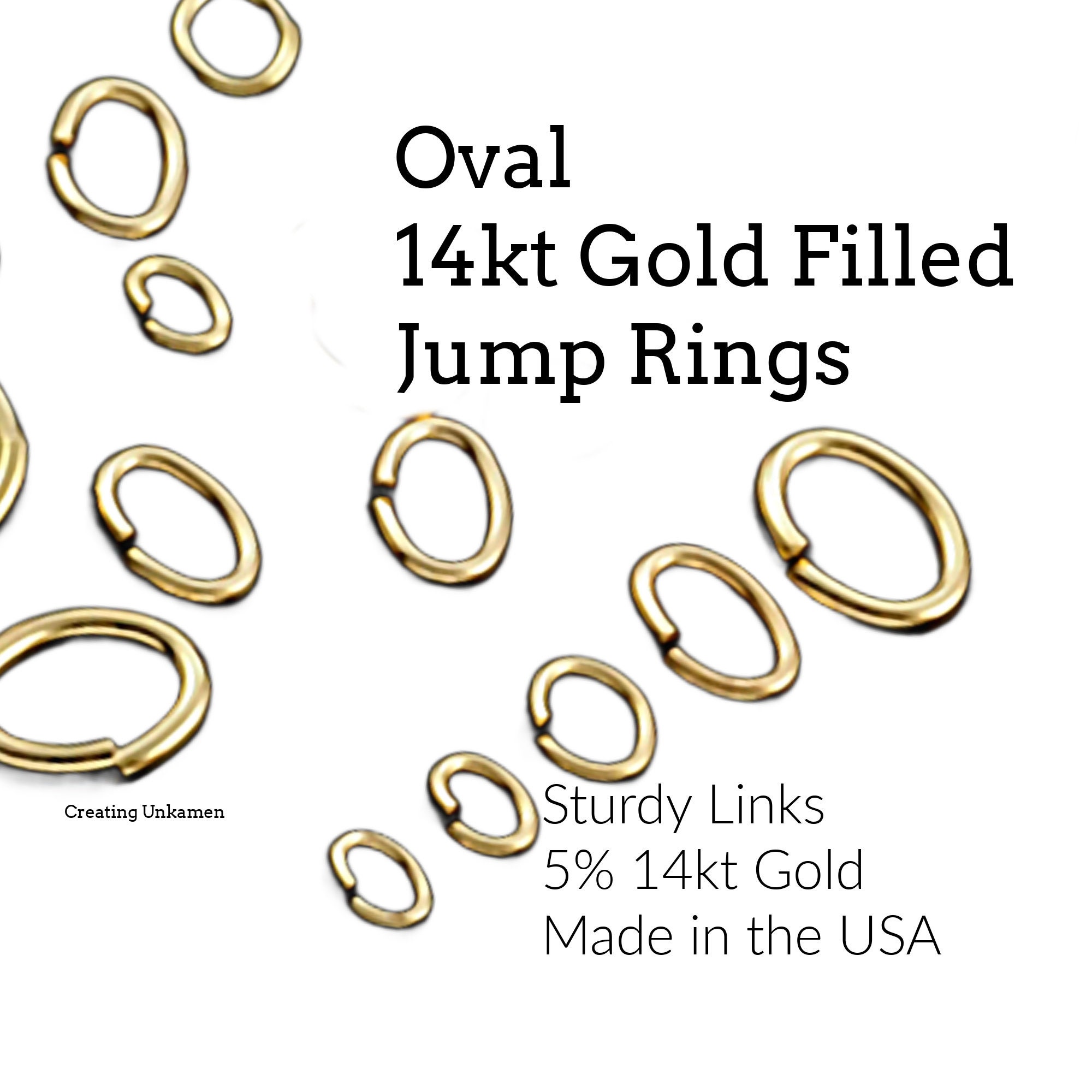 10 14kt Gold Filled Oval Jump Rings 7 Sizes in 16, 18, 20 and 22 Gauge to  Choose From 