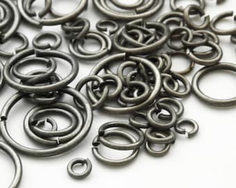 100 Economical Antique Silver Jump Rings - Special Purchase in 17, 18, 20, 21, 22, 24 gauge - 100% Guarantee