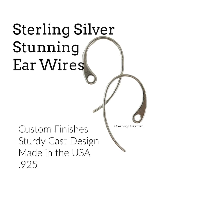 May include: Two sterling silver ear wires with a sturdy cast design. The ear wires are made in the USA and are .925 silver.