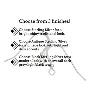 Sterling Silver Flat Ear Wires with Bead 22 gauge Economical Choice in Shiny, Antique or Black Finishes image 2