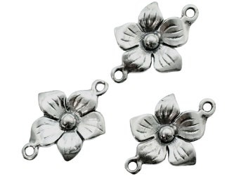 2 länkar med fem kronblad i antikt sterlingsilver 11 mm - 100% garanti
