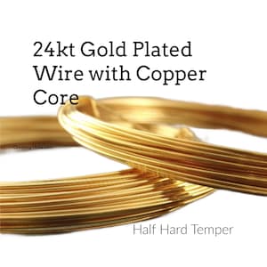 24kt Gold Plated Wire with Copper Core Half Hard You Pick Gauge 18, 20, 22, 26 100% Guarantee image 1