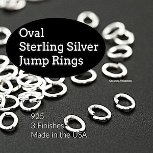 Jump Rings 10 - Sterling Silver Oval 14, 16, 18, 20, 22 gauge and 3 Finishes