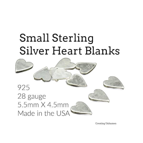 10 Small Sterling Silver Heart Blanks - Perfect for Stamping - 100% Guarantee