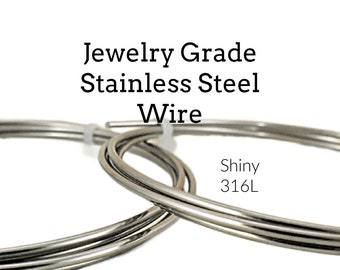 May include: Shiny silver jewelry grade stainless steel wire, 316L.