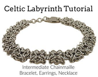 Tutorial Celtic Labyrinth Earrings, Bracelet or Necklace PDF - Expert Chainmaille Jewelry Instructions
