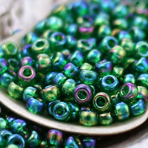 Miyuki 8-179 Transparent Green AB 8/0 Seed Beads 100% Guarantee