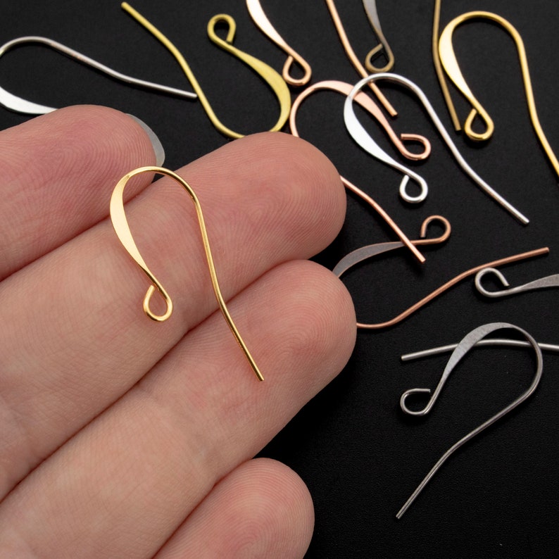 18 Pairs Slope Ear Wires Gold, Silver, Rose Gold, Antique Silver, Antique Gold, Copper, Antique Copper, Gunmetal, Bright Silver image 5