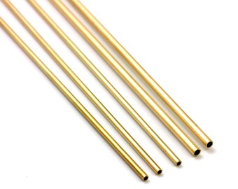 5 Segments of Round Brass Tubing - 28 gauge in Custom Lengths from 1/2 inch to 12 inch 7 Diameters From 1.6mm OD to 6.35mm OD