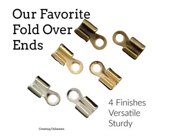Cord Ends 40 - 10mm X 5mm Fold Over Silver Plated, Gold Plated, Antique Gold & Gunmetal - Best Commercially Made - 100% Guarantee