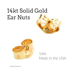 1 Pair 14kt Solid Gold Ear Nuts, Made in the USA
