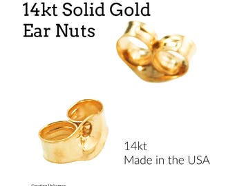 1 Pair 14kt Solid Gold Ear Nuts, Made in the USA