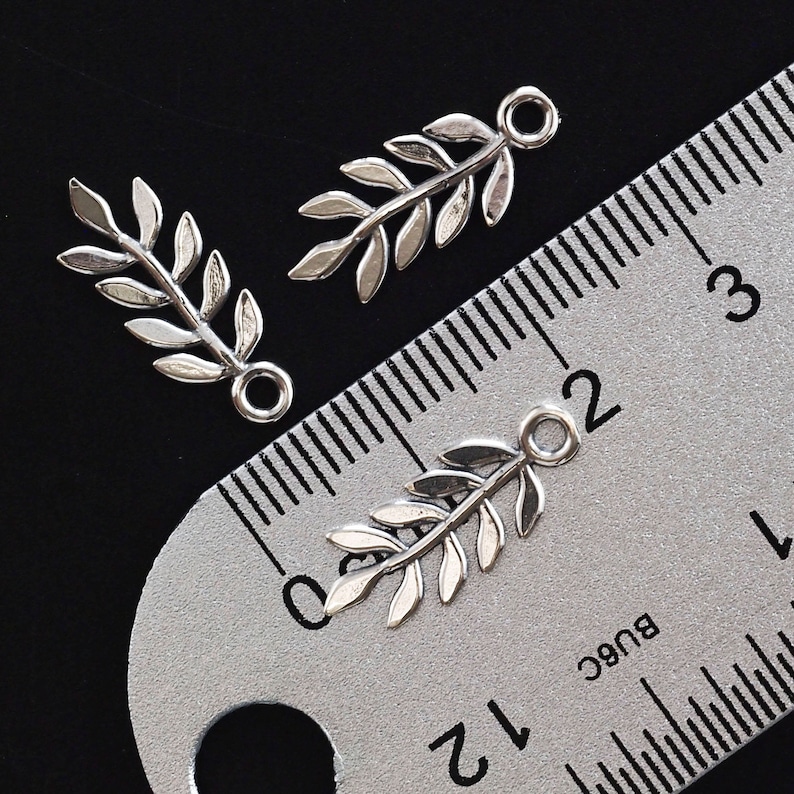 2 Simple Sterling Silver Leaf Charms 18mm X 7mm
