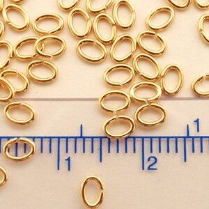 100 Gold Plated Brass Oval Jump Rings 16, 18, 20, 22, 24 gauge Best Commercially Made You Pick Diameter 100% Guarantee image 8