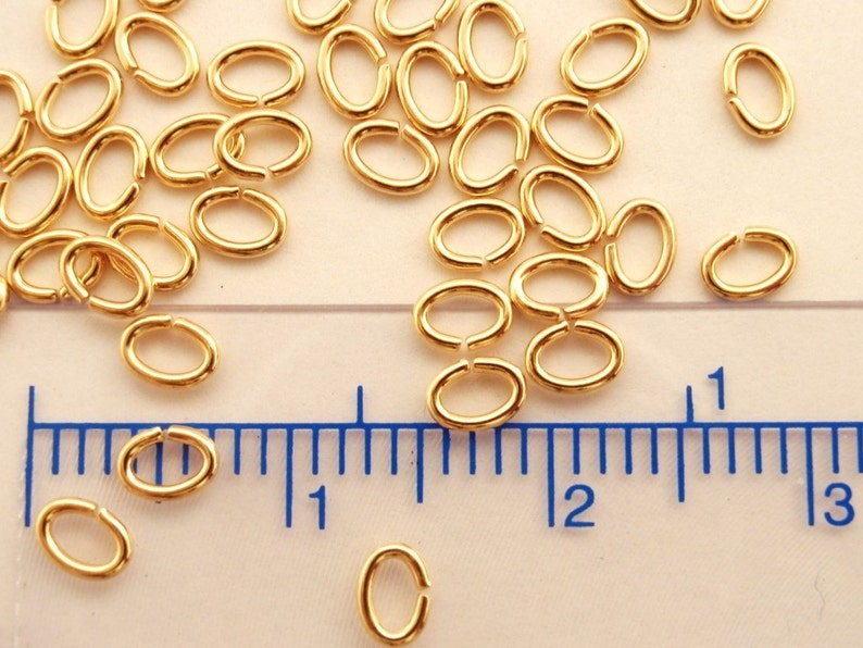 100 Gold Plated Brass Oval Jump Rings 16, 18, 20, 22, 24 gauge Best Commercially Made You Pick Diameter 100% Guarantee image 8