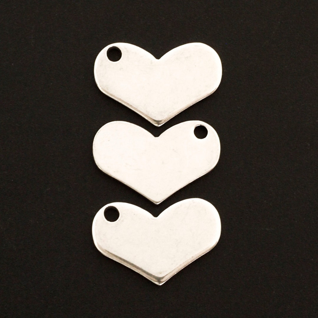 10 Wide Heart Stamping Blanks, Discs Filed and Polished 18mm X 12mm in