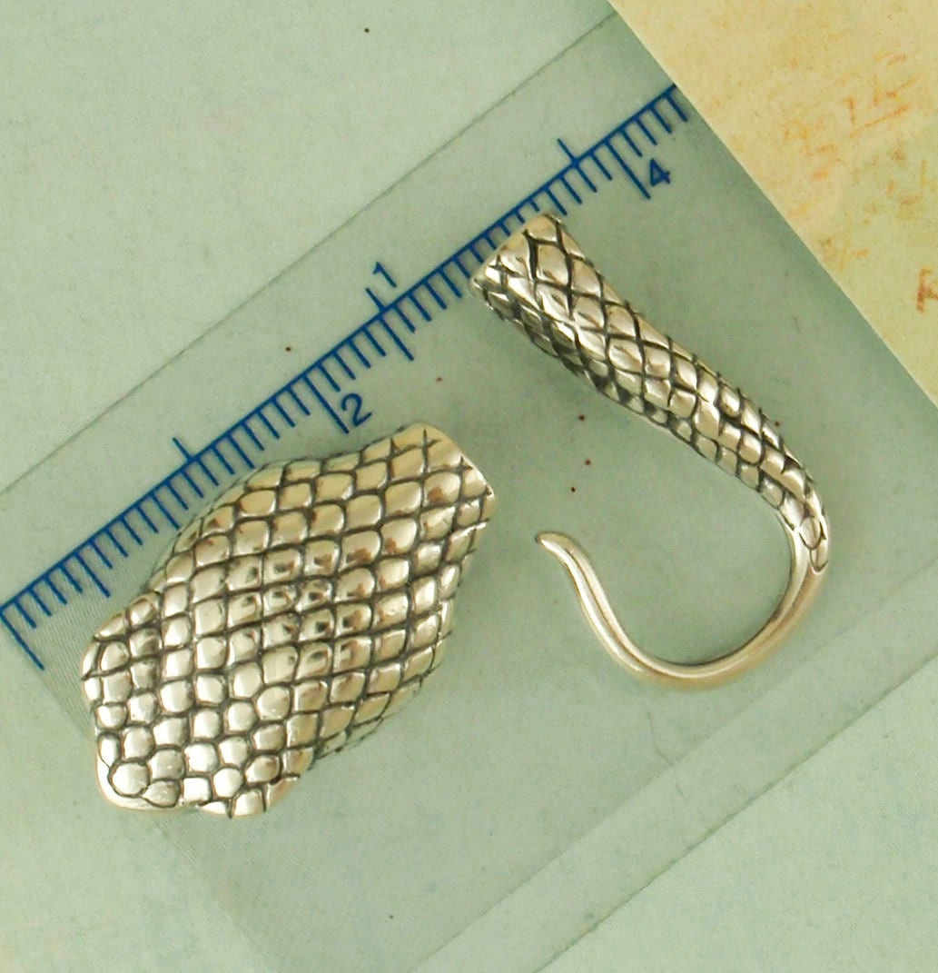 1 Sterling Silver Snake Hook Clasp - Large 37mm X 10mm - Shiny or ...