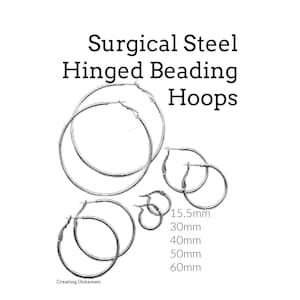 4 Pairs Surgical Steel Hinged Beading Hoops - 15.5mm, 30mm, 40mm, 50mm, and 60mm