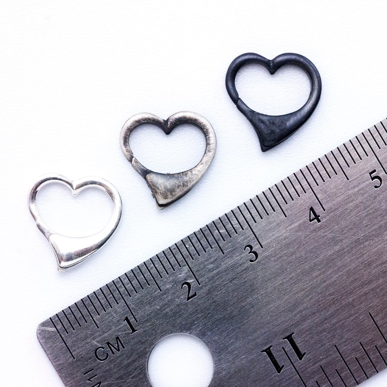 1 Sterling Silver Heart Lobster Clasp Triggerless Simply Stunning 13.5mm Shiny, Antique or Black Best Commercially Made image 8