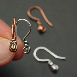 4 pairs - Ear Wires in 18 gauge with Fancy Teardrop - Antique Copper or Antique Silver Plated - 100% Guarantee image 3