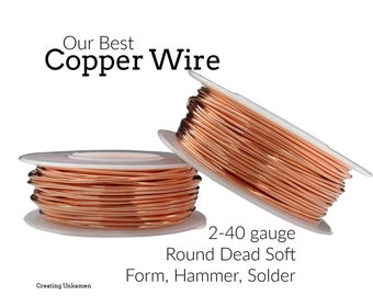 Copper Wire Solid Raw Metal Dead Soft You Pick Gauge 2, 4, 6, 8, 10, 12, 14, 15, 16, 18, 20, 21, 22, 24, 26, 28, 30, 32, 36 40