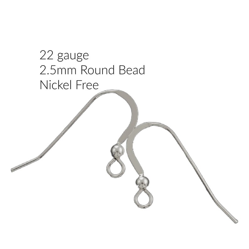 Sterling Silver Flat Ear Wires with Bead 22 gauge Economical Choice in Shiny, Antique or Black Finishes image 3