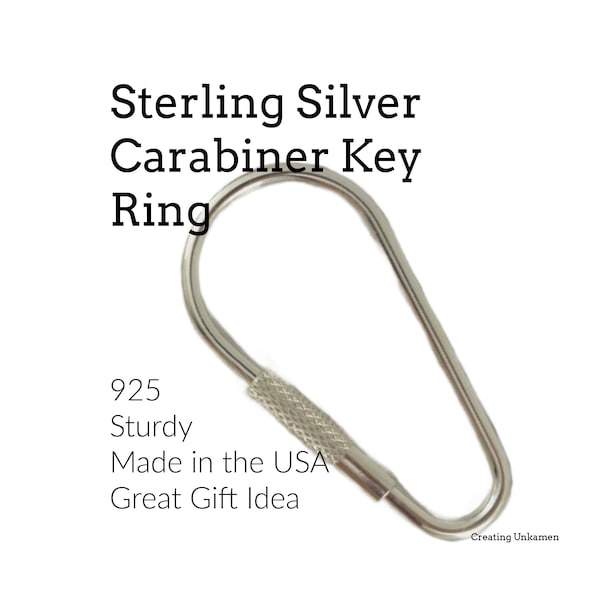 Porte-clés mousqueton en argent sterling 47 mm x 23 mm - Fabriqué aux États-Unis