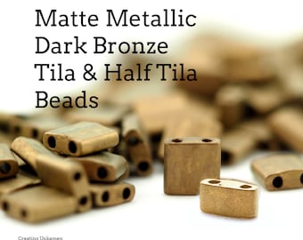 Matte Metallic Dark Bronze Tila and Half Tila Beads - 2.3mm X 5mm - 100% Guarantee