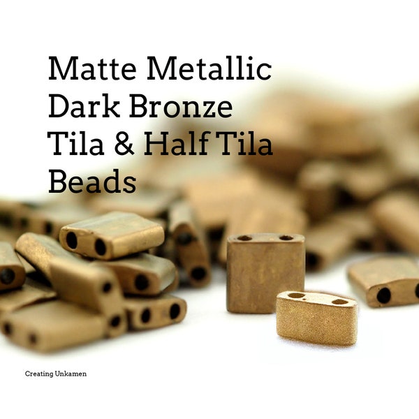 Matte Metallic Dark Bronze Tila and Half Tila Beads - 2.3mm X 5mm - 100% Guarantee