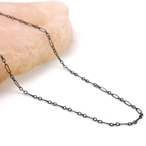 Sterlingzilveren lange korte ketting 1,6 mm - zwart, antiek of glanzend, op maat afgewerkte lengtes of aan de voet - gemaakt in de VS