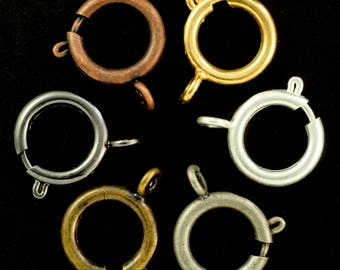 6 - 16mm Spring Clasps - Silver Plate, Gold Plate, Antique Silver, Antique Gold, Gunmetal, Antique Copper - Best Commercially Made