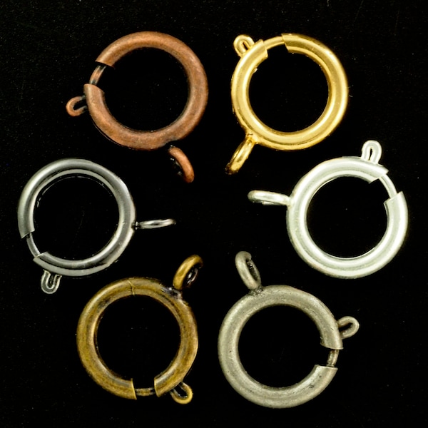 6 - 16mm Spring Clasps - Silver Plate, Gold Plate, Antique Silver, Antique Gold, Gunmetal, Antique Copper - Best Commercially Made