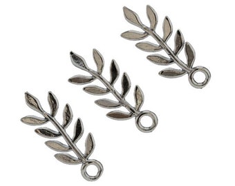 2 Simple Sterling Silver Leaf Charms - 18mm X 7mm
