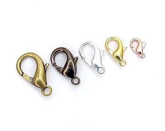 4 Lobster Clasps - Teardrop Style in 4 Sizes in Silver, Gold, Antique Gold, Copper or Gunmetal Plated Brass - 100% Guarantee