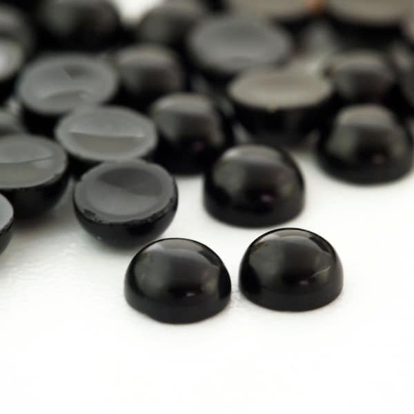 Black Onyx Round Calibrated Cabochon Stones - 3mm, 4mm, 5mm, 6mm, 8mm, 10mm, 12mm, and 16mm