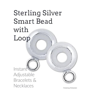 2 Sterling Silver Rondelle Smart Beads with Loop for 2.5mm and 3mm Chain Adjustment