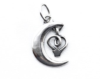 I Love You to the Moon and Back Sterling Silver Pendant - 12mm X 10mm