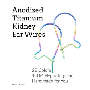 10 pairs Titanium Kidney Ear Wires Anodized in 20 Colors Hypoallergenic 17mm X 10mm Made in the USA Medical Grade