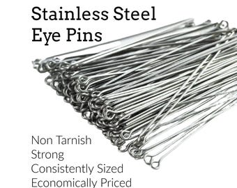 50 Stainless Steel Eye Pins 21, 24, 25 gauge
